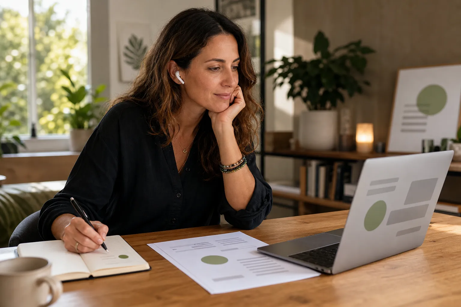 A life coach reviews a reflective AI conversation before a client check-in.