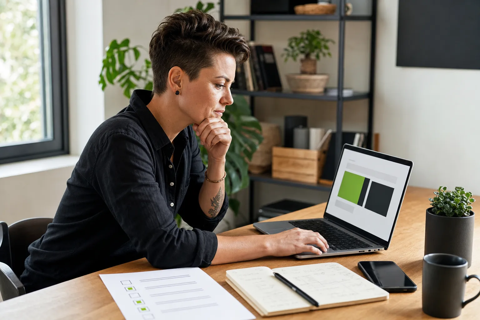 A coach reviews her AI coaching subscription page and launch email before publishing.
